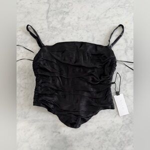Astr Black Satin Pleated Top 🆕 with Tags